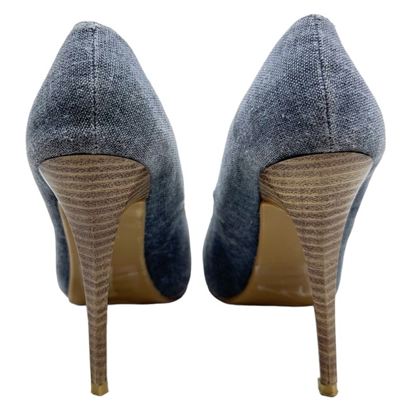 Miss Me Y2K Vintage Spiral Pointed Toe Platform Denim Wooden Stiletto Pump Heels - Picture 7 of 13